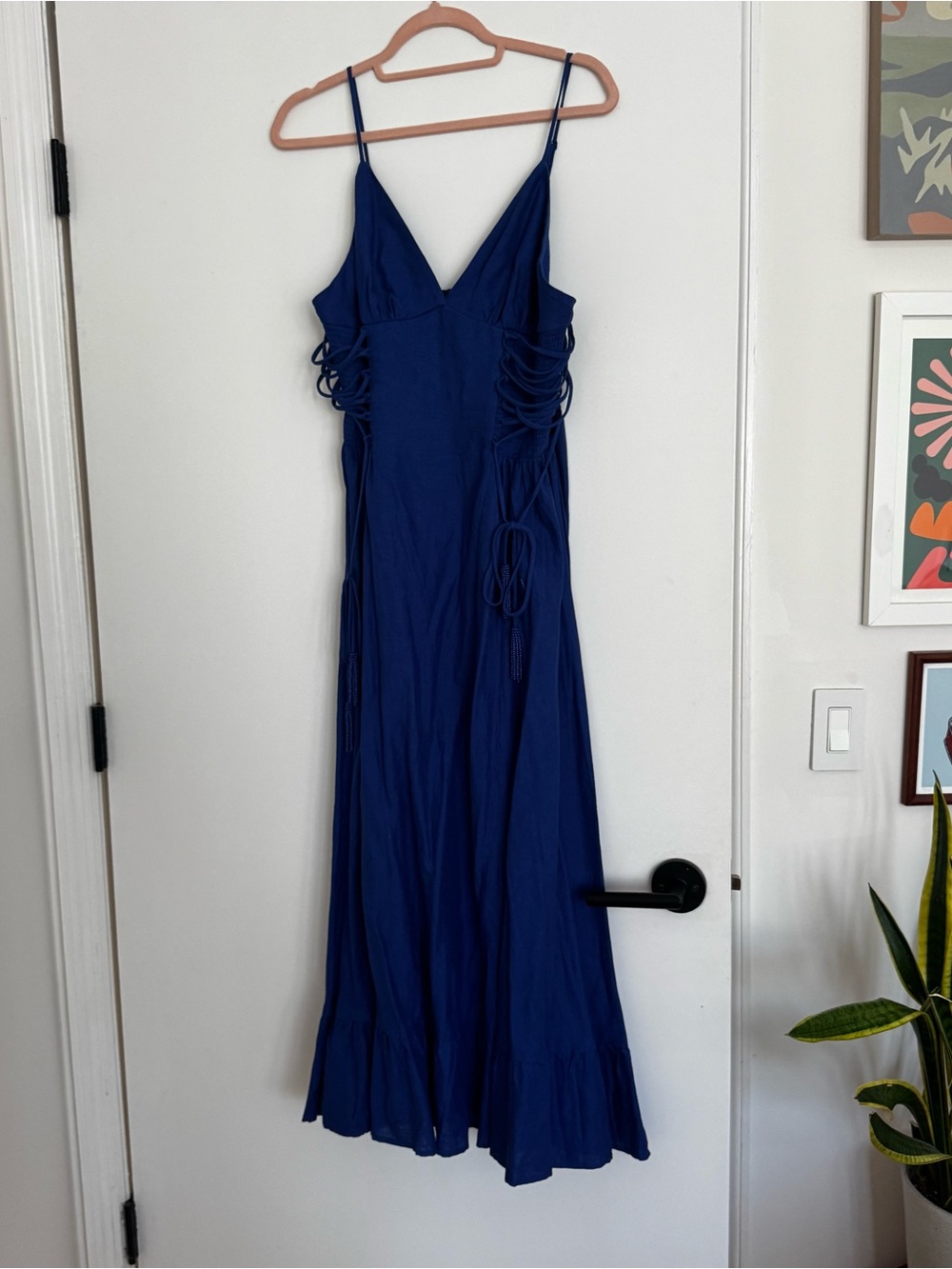 FARM Rio Royal Blue Spaghetti-Strap Midi Dress - Picture 2 of 10